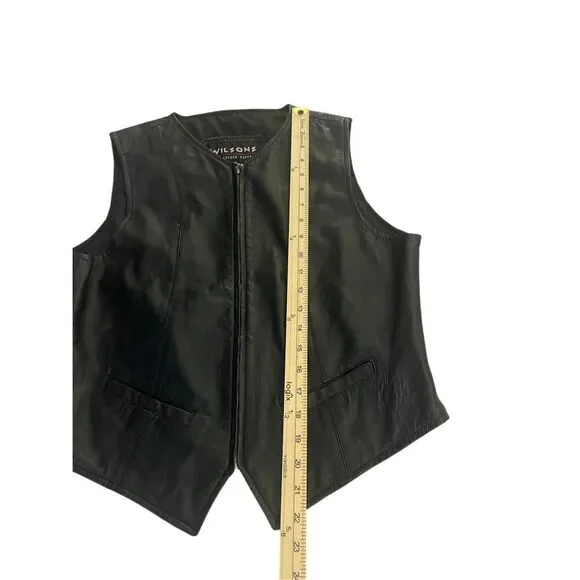 Wilsons The Leather Experts Sleeveless Vest Full Zip L Black Moto - Picture 6 of 11